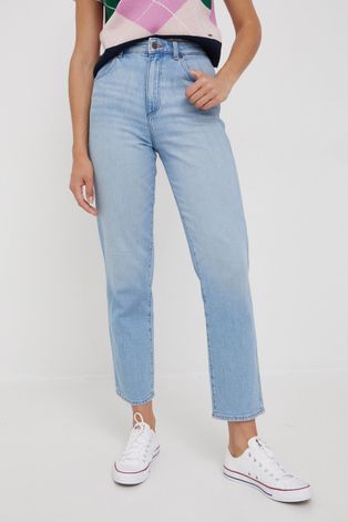 Wrangler jeansy MOM STRAIGHT SUNRISE damskie high waist