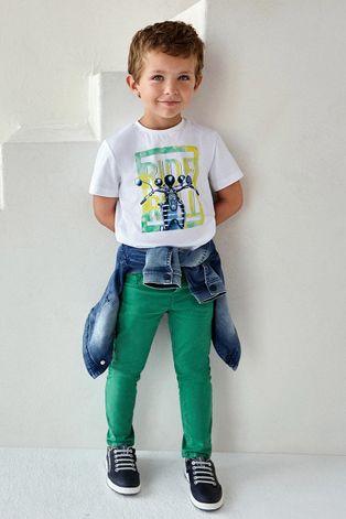 Детски панталони Mayoral в тюркоазено с изчистен дизайн