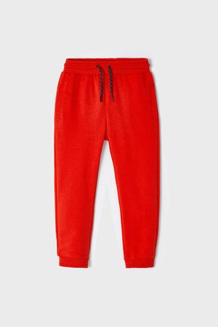 Detské nohavice Mayoral červená farba, jednofarebné