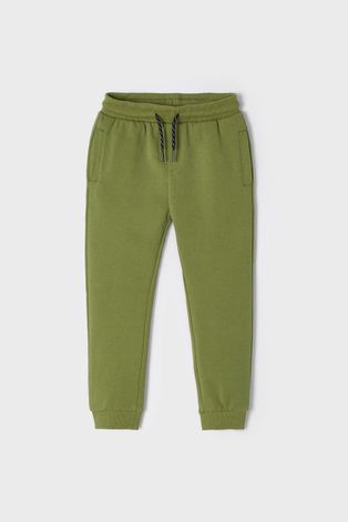 Dětské kalhoty Mayoral zelená barva, hladké
