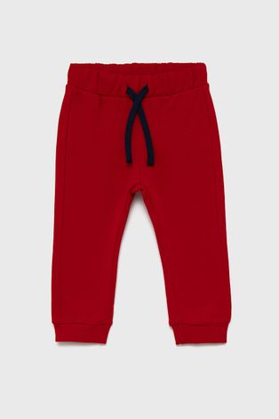 Dječje pamučne hlače United Colors of Benetton boja: crvena