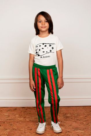 Дитячі спортивні штани Mini Rodini колір зелений з аплікацією