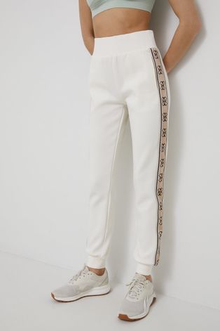 Kalhoty Guess dámské, béžová barva, s aplikací