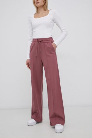 Only Spodnie damskie kolor różowy proste high waist