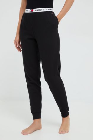 Спортивні штани Tommy Hilfiger жіночі колір чорний однотонні