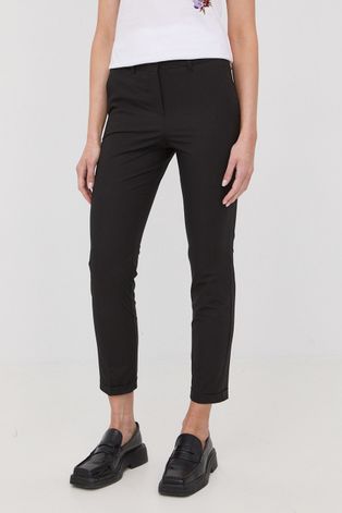 Marella spodnie damskie kolor czarny proste medium waist
