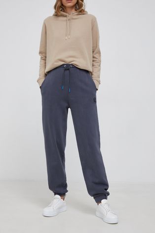 Pepe Jeans Spodnie bawełniane Audrey damskie kolor szary gładkie
