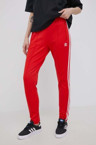 Штани adidas Originals жіночі колір червоний з аплікацією