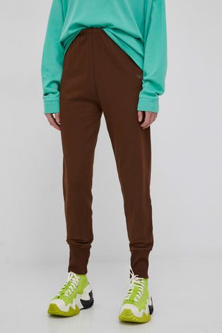 Reebok Classic pantaloni de bumbac femei, culoarea maro, neted