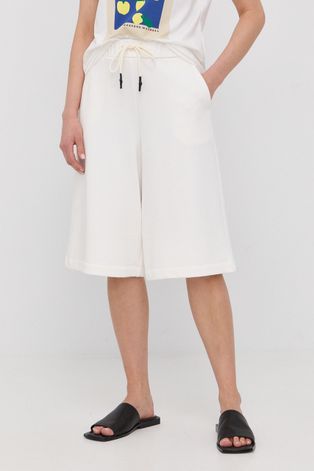 Kratke hlače Max Mara Leisure za žene, boja: bijela, glatki materijal, visoki struk