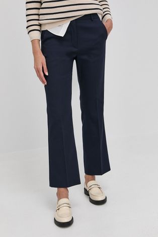 Weekend Max Mara pantaloni femei, culoarea albastru marin, lat, medium waist