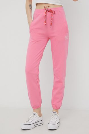 Бавовняні спортивні штани Femi Stories жіночі колір рожевий з аплікацією