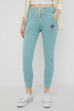 Femi Stories spodnie dresowe Vano damskie kolor turkusowy z aplikacją