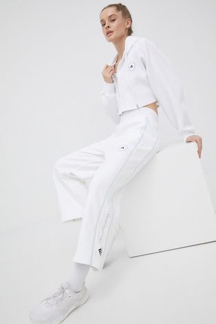 Спортивные штаны adidas by Stella McCartney женские цвет белый однотонные