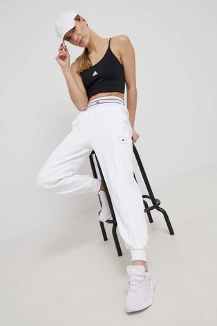 Παντελόνι προπόνησης adidas by Stella McCartney γυναικεία, χρώμα: άσπρο