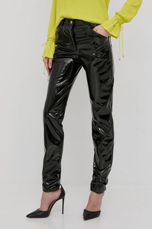 Панталони Victoria Beckham дамско в черно с кройка по тялото, с висока талия