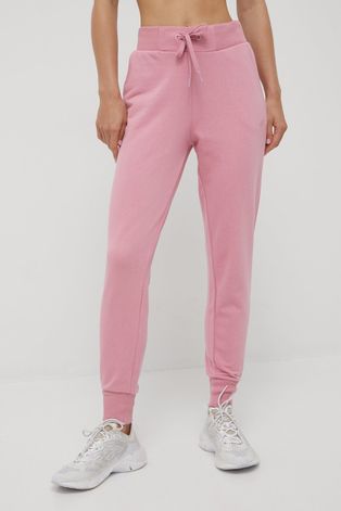 4F pantaloni femei, culoarea roz, neted