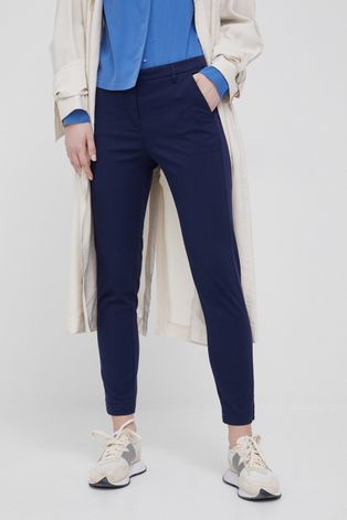 Nohavice Sisley dámske, tmavomodrá farba, cigaretový strih, stredne vysoký pás
