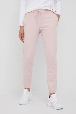United Colors of Benetton spodnie dresowe damskie kolor różowy gładkie