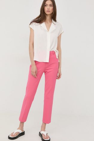 BOSS spodnie damskie kolor różowy proste high waist
