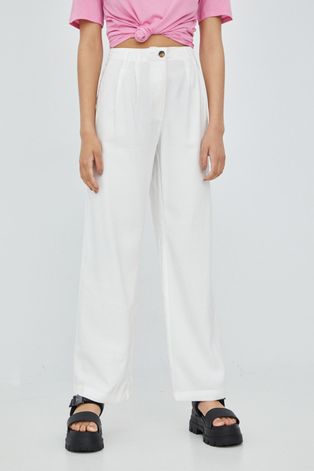 Kalhoty JDY dámské, bílá barva, široké, high waist
