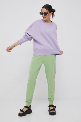 Παντελόνι Karl Kani γυναικεία, χρώμα: πράσινο