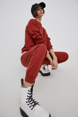Vero Moda spodnie damskie kolor czerwony gładkie