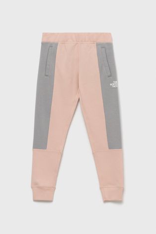 The North Face spodnie dziecięce kolor różowy wzorzyste