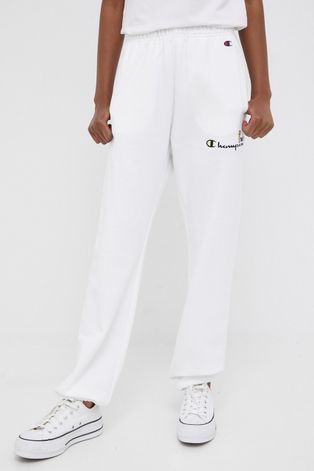 Champion spodnie dresowe CHAMPION X SMILEY damskie kolor biały z aplikacją