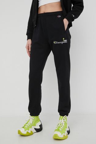 Champion pantaloni de trening Champion X Smiley femei, culoarea negru, cu imprimeu
