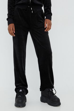Juicy Couture pantaloni de trening femei, culoarea negru, neted