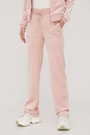 Juicy Couture pantaloni de trening femei, culoarea roz, neted