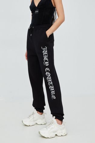 Спортен панталон Juicy Couture в черно с апликация