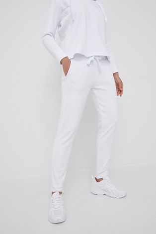 Blauer spodnie dresowe damskie kolor biały gładkie