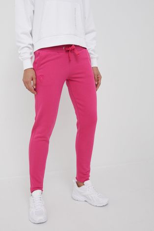 Blauer spodnie dresowe damskie kolor fioletowy gładkie