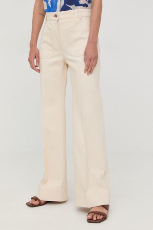 Victoria Beckham jeansy damskie kolor beżowy high waist
