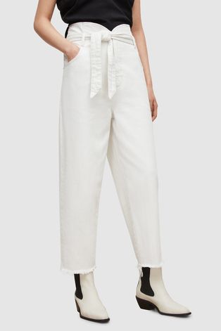 AllSaints spodnie damskie kolor biały szerokie high waist