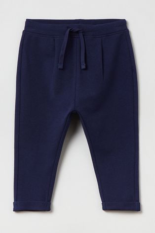 Детские хлопковые брюки OVS цвет синий однотонные
