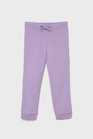 Детские хлопковые брюки United Colors of Benetton цвет фиолетовый гладкие