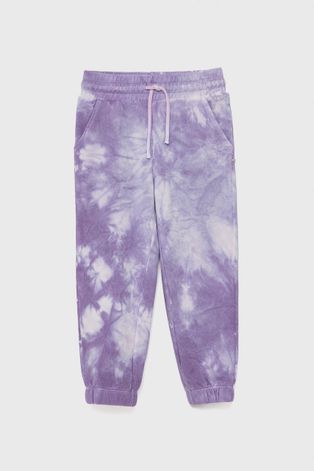 Детские хлопковые брюки United Colors of Benetton цвет фиолетовый узорное