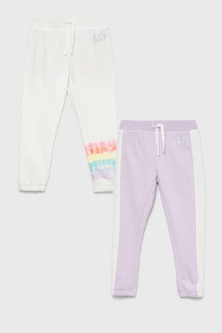 GAP spodnie dresowe dziecięce (2-pack) kolor fioletowy z nadrukiem