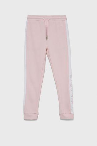Dětské kalhoty Calvin Klein Jeans růžová barva, vzorované