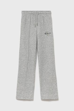 Детские брюки Calvin Klein Jeans цвет серый меланж