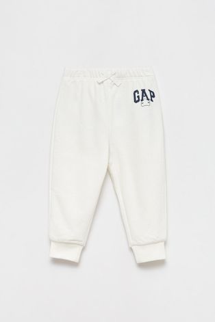 GAP pantaloni de trening pentru copii culoarea alb, neted
