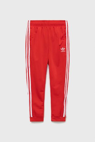 adidas Originals spodnie dresowe dziecięce kolor czerwony z aplikacją