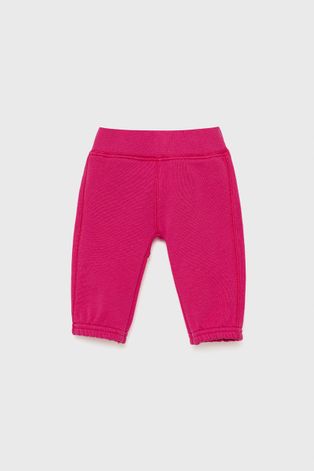 Dětské bavlněné kalhoty United Colors of Benetton růžová barva, s aplikací