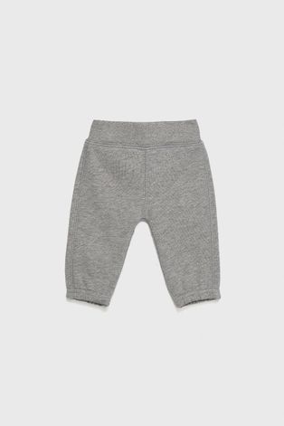 Детские хлопковые брюки United Colors of Benetton цвет серый с аппликацией