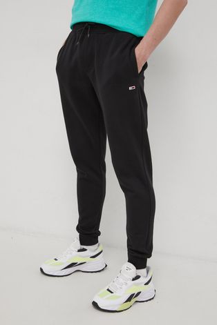 Tommy Jeans Spodnie męskie kolor czarny gładkie
