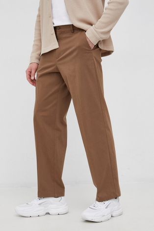 Samsoe Samsoe Spodnie męskie kolor brązowy proste