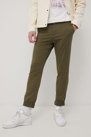 Nohavice Produkt by Jack & Jones pánske, zelená farba, rovné